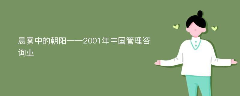 晨雾中的朝阳——2001年中国管理咨询业
